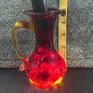UV Reactive Red Amberina Mid-Century Modern Kanawha Glass Bud Vase MCM